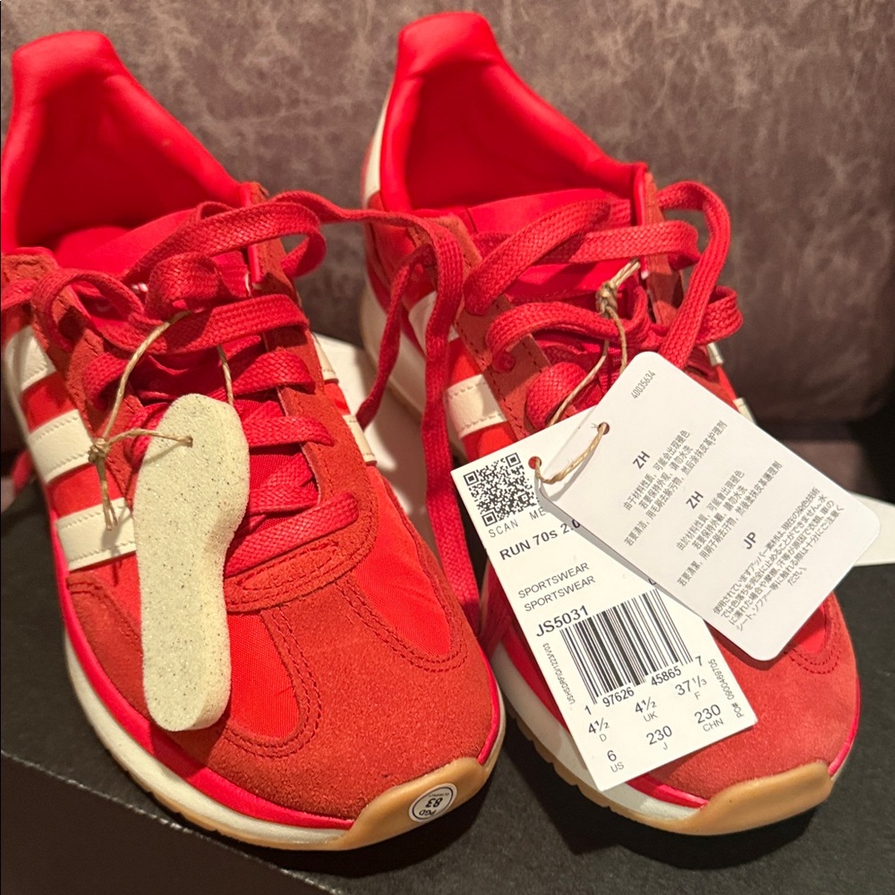 Adidas Women's Scarlet and Cream Sneakers - Picture 4 of 4